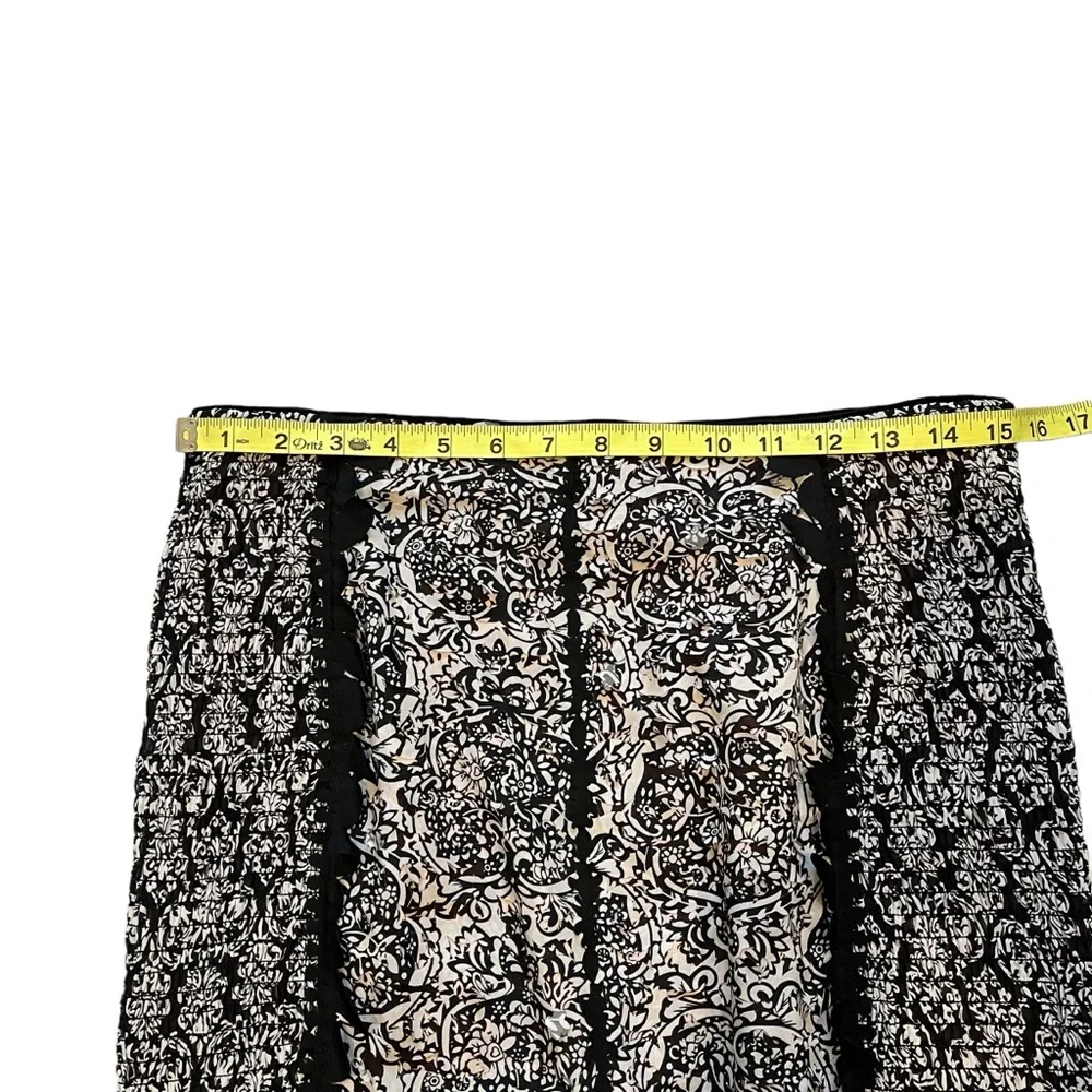 Beguile by Byron Lars Lasercut Pencil Skirt Black Cream Anthropologie, Sz 6 - Picture 11 of 13